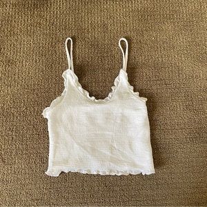 White ruched crop top